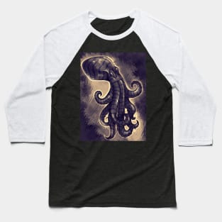 Blue Striped Octopus Baseball T-Shirt